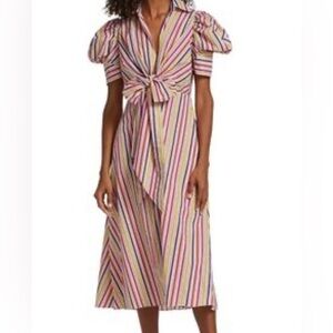 Silvia Tcherassi Roopal Midi-Dress Striped Size Large